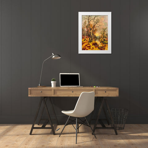 Autumn Landscape White Modern Wood Framed Art Print by Medeiros, Celito