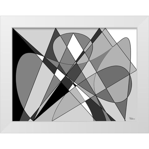 Abstract BW54 White Modern Wood Framed Art Print by Medeiros, Celito