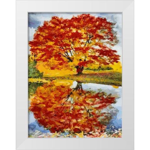 Colorful Tree White Modern Wood Framed Art Print by Medeiros, Celito