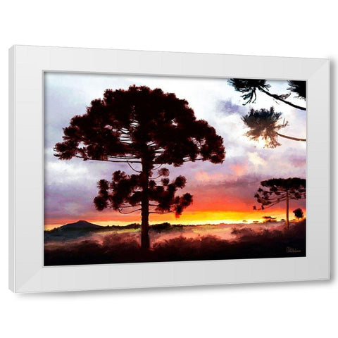 Sunset in Africa White Modern Wood Framed Art Print by Medeiros, Celito