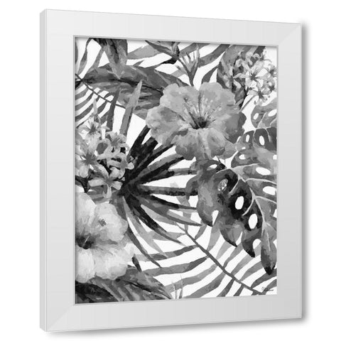 Leaves BW7 White Modern Wood Framed Art Print by Medeiros, Celito