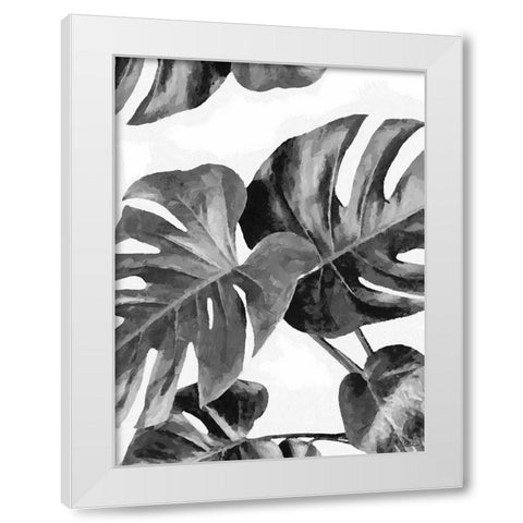 Leaves BW8 White Modern Wood Framed Art Print by Medeiros, Celito