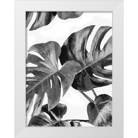 Leaves BW8 White Modern Wood Framed Art Print by Medeiros, Celito