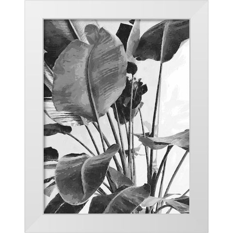 Leaves BW9 White Modern Wood Framed Art Print by Medeiros, Celito
