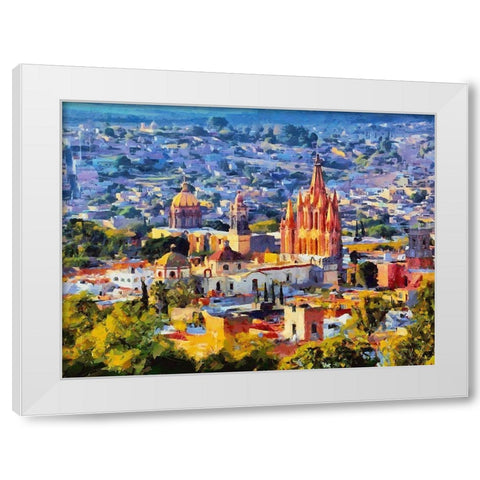 Old city White Modern Wood Framed Art Print by Medeiros, Celito