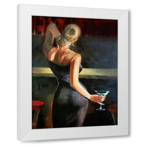 Lady with Martini White Modern Wood Framed Art Print by Medeiros, Celito