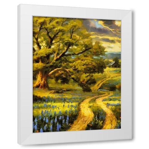 Road in the countryside II White Modern Wood Framed Art Print by Medeiros, Celito