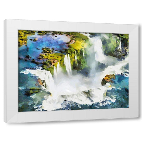 Iguazu Waterfalls White Modern Wood Framed Art Print by Medeiros, Celito