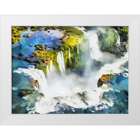 Iguazu Waterfalls White Modern Wood Framed Art Print by Medeiros, Celito