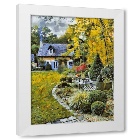 House with Garden White Modern Wood Framed Art Print by Medeiros, Celito