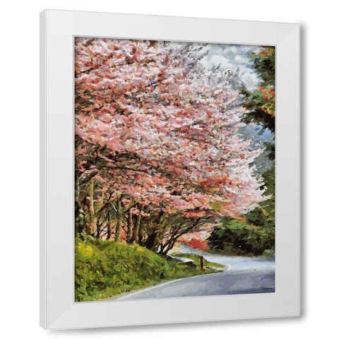 Road with flowering Trees II White Modern Wood Framed Art Print by Medeiros, Celito