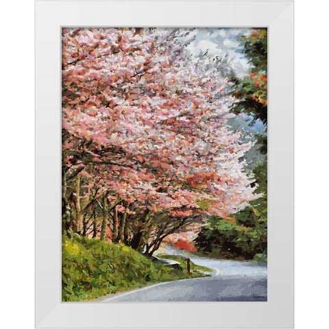 Road with flowering Trees II White Modern Wood Framed Art Print by Medeiros, Celito