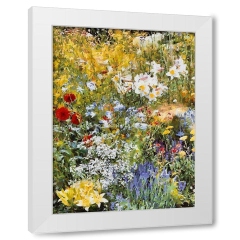 Flowering Meadow White Modern Wood Framed Art Print by Medeiros, Celito