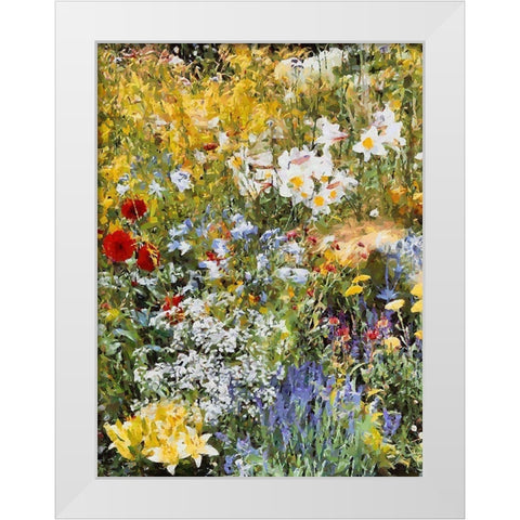 Flowering Meadow White Modern Wood Framed Art Print by Medeiros, Celito