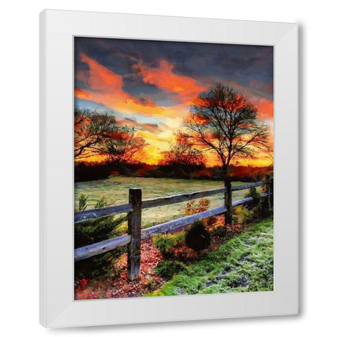 Sunset in Countryside White Modern Wood Framed Art Print by Medeiros, Celito