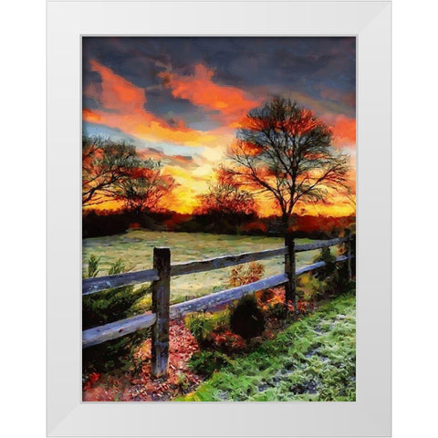 Sunset in Countryside White Modern Wood Framed Art Print by Medeiros, Celito
