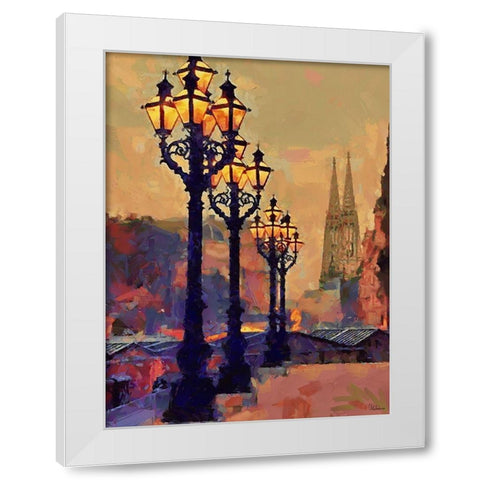 Lamps with Cathedral view White Modern Wood Framed Art Print by Medeiros, Celito