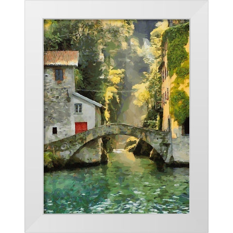 Old Stone Bridge White Modern Wood Framed Art Print by Medeiros, Celito