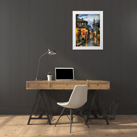 Old Town with the Lights I White Modern Wood Framed Art Print by Medeiros, Celito