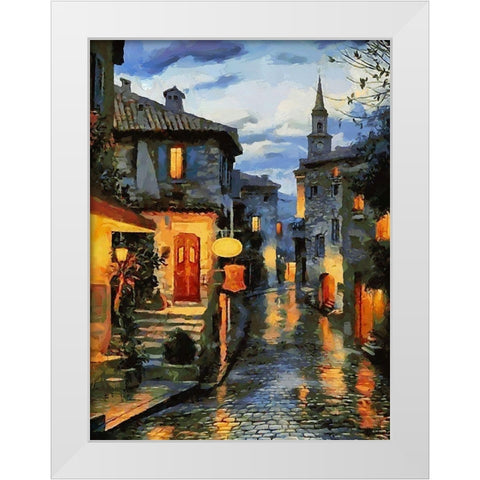 Old Town with the Lights I White Modern Wood Framed Art Print by Medeiros, Celito