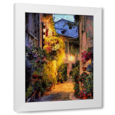 Old Town with the Lights II White Modern Wood Framed Art Print by Medeiros, Celito