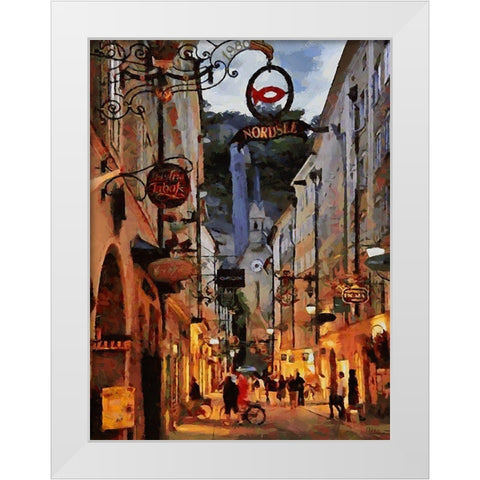 Old Town with the Lights III White Modern Wood Framed Art Print by Medeiros, Celito