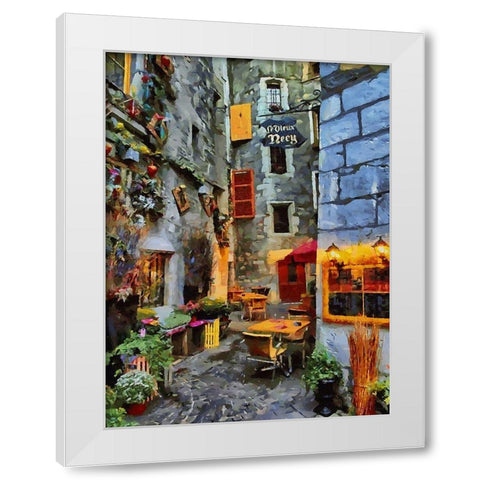 Old Town with the Lights IV White Modern Wood Framed Art Print by Medeiros, Celito