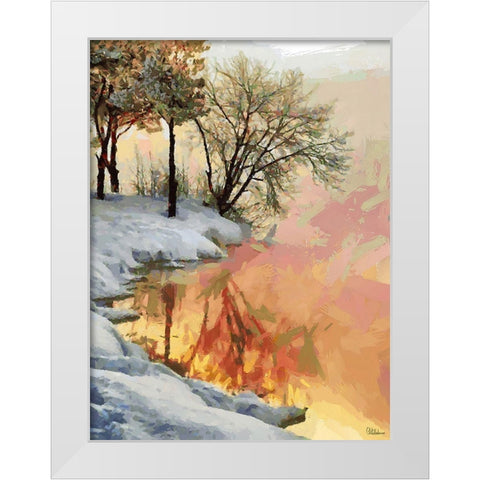 Snow Pond in Winter I White Modern Wood Framed Art Print by Medeiros, Celito