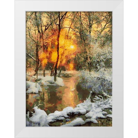 Snow Pond in Winter II White Modern Wood Framed Art Print by Medeiros, Celito