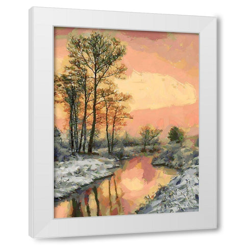 Snow Pond in Winter III White Modern Wood Framed Art Print by Medeiros, Celito