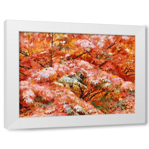 Autumn Leaves White Modern Wood Framed Art Print by Medeiros, Celito