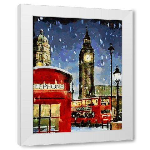 London in Red White Modern Wood Framed Art Print by Medeiros, Celito