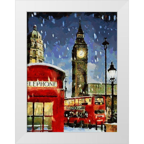 London in Red White Modern Wood Framed Art Print by Medeiros, Celito