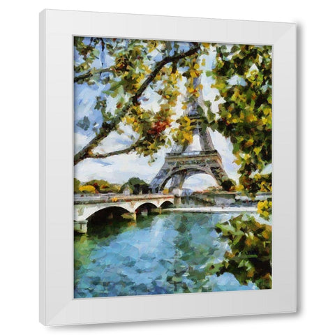 Eifell Tower view from the Lake White Modern Wood Framed Art Print by Medeiros, Celito