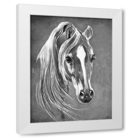 Horse Face BW II White Modern Wood Framed Art Print by Medeiros, Celito