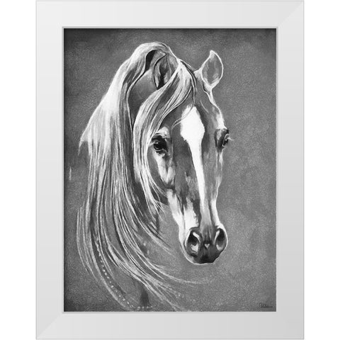 Horse Face BW II White Modern Wood Framed Art Print by Medeiros, Celito