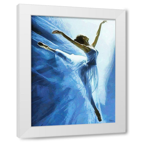 Ballet Dancer in blue White Modern Wood Framed Art Print by Medeiros, Celito