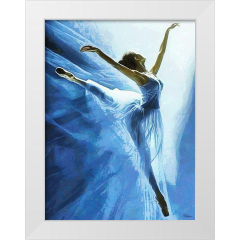Ballet Dancer in blue White Modern Wood Framed Art Print by Medeiros, Celito