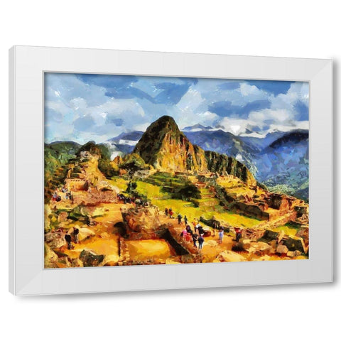 Machu Picchu White Modern Wood Framed Art Print by Medeiros, Celito