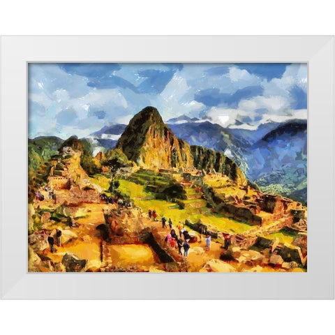 Machu Picchu White Modern Wood Framed Art Print by Medeiros, Celito