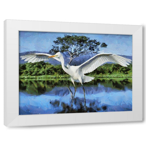 Storks on the Lake II White Modern Wood Framed Art Print by Medeiros, Celito