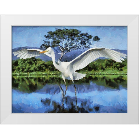 Storks on the Lake II White Modern Wood Framed Art Print by Medeiros, Celito
