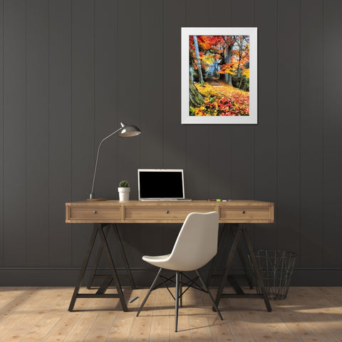 Autumn Way I White Modern Wood Framed Art Print by Medeiros, Celito