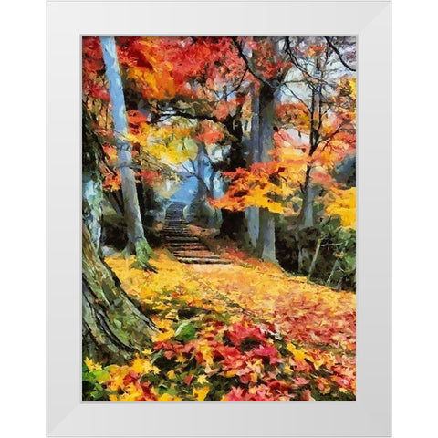 Autumn Way I White Modern Wood Framed Art Print by Medeiros, Celito