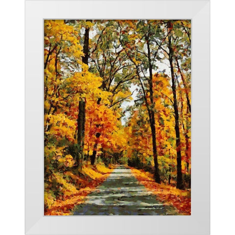 Autumn Way III White Modern Wood Framed Art Print by Medeiros, Celito