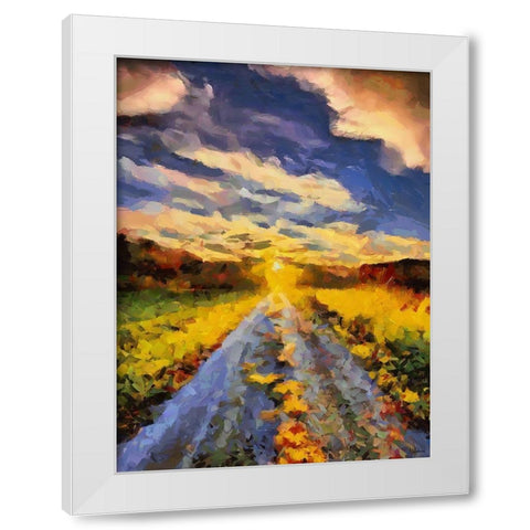 Sunset Road White Modern Wood Framed Art Print by Medeiros, Celito