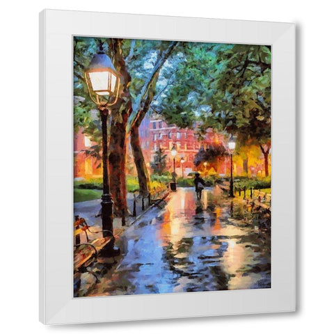 Evening in the Park White Modern Wood Framed Art Print by Medeiros, Celito