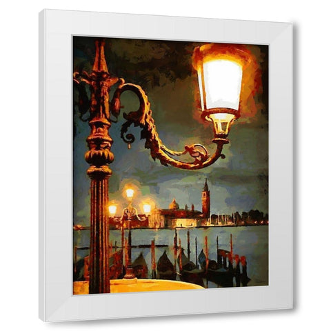 Venice in the Night White Modern Wood Framed Art Print by Medeiros, Celito