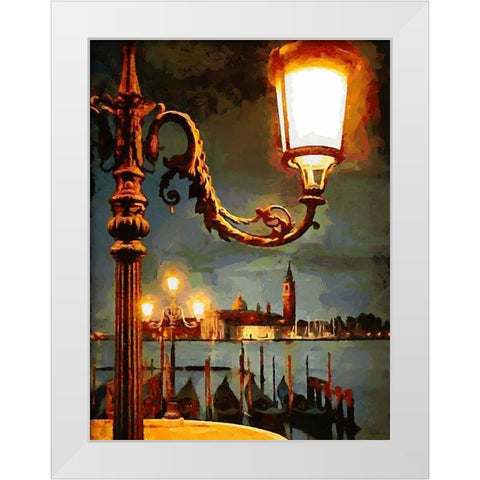 Venice in the Night White Modern Wood Framed Art Print by Medeiros, Celito