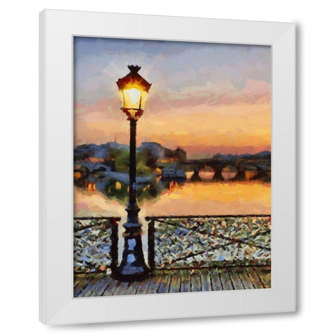 Bridge View with Lamp White Modern Wood Framed Art Print by Medeiros, Celito